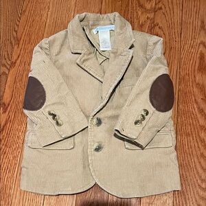 Janie and Jack Beige Corduroy Blazer with Brown Elbow Patches